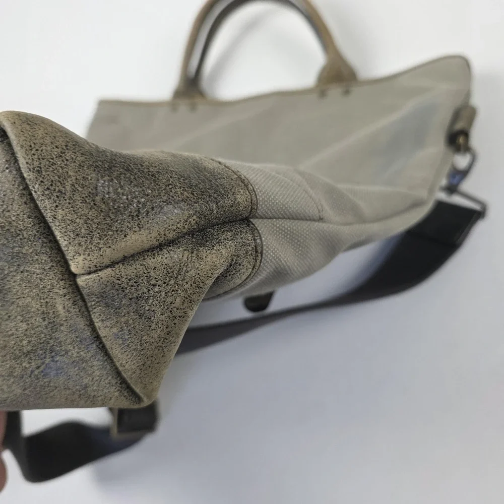 Timbuk2 Tote Bag Mens Large Gray Canvas Faux Leather Crossbody Shoulder Laptop